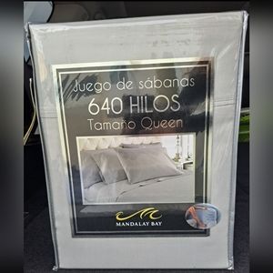 640 threads count Queen sheet set.